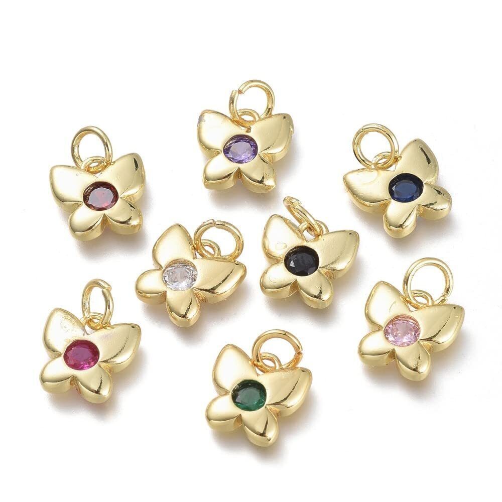 4473 20pcs 18K Gold Plated Butterlfy Charms Crystal Butterfly Charms Cubic